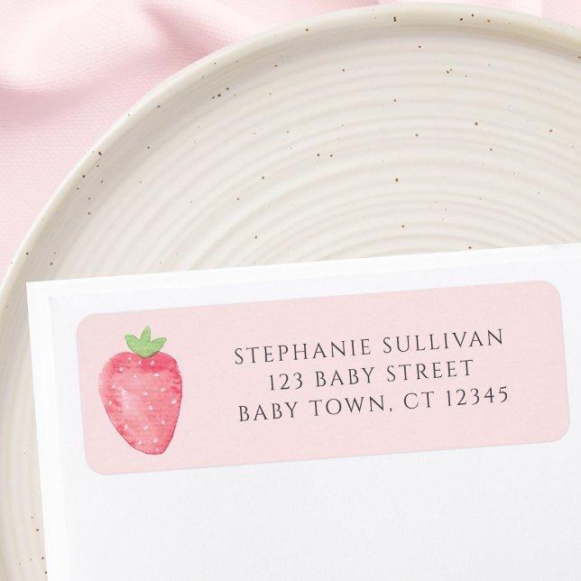 Strawberry Baby Shower Return Address  (Creator Uploaded)