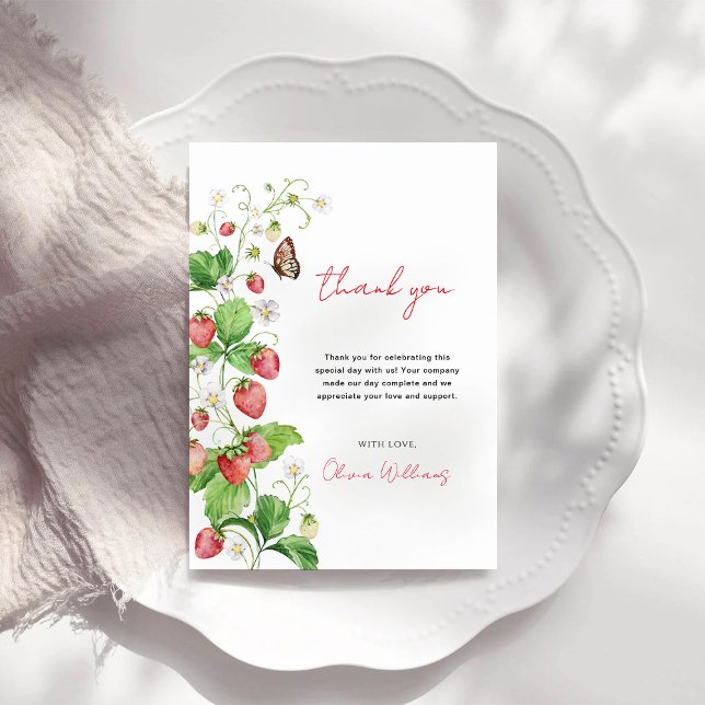 Strawberry Baby Shower Thank You Card (Creator Uploaded)