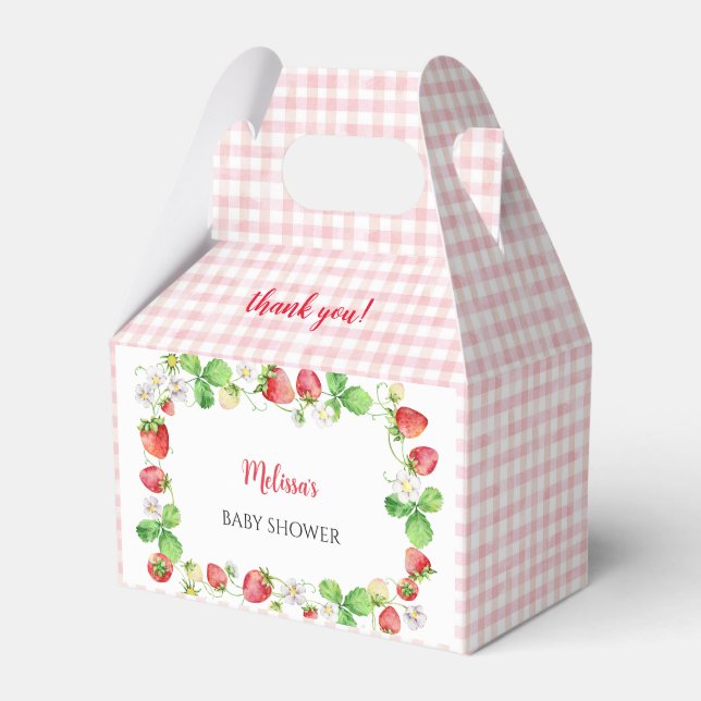 Strawberry Baby Shower Thank You Favor Box (Front Side)