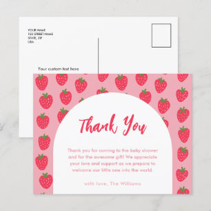 Strawberry Baby Shower Thank You Postcard