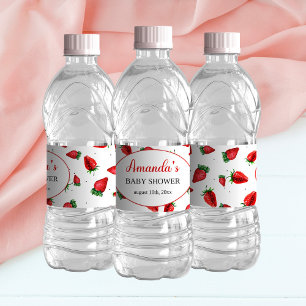 Strawberry Baby Shower Water Bottle Label