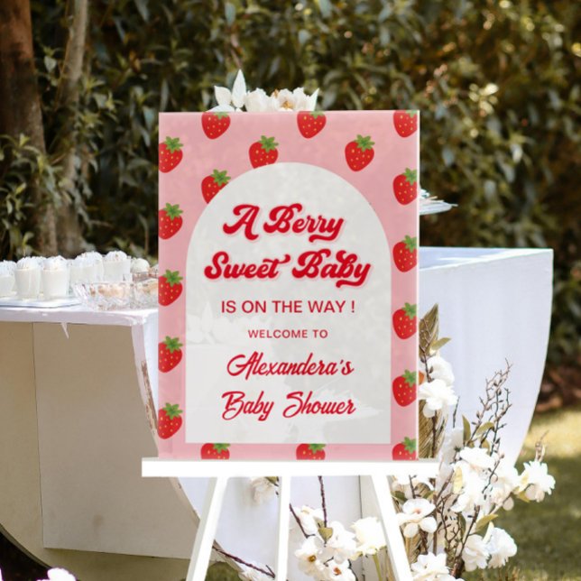 Strawberry Baby Shower Welcome Acrylic Sign (Creator Uploaded)