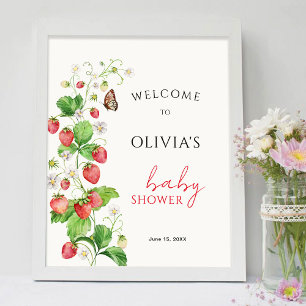 Strawberry Baby Shower Welcome Poster