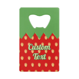 Strawberry Background Pattern Credit Card Bottle Opener