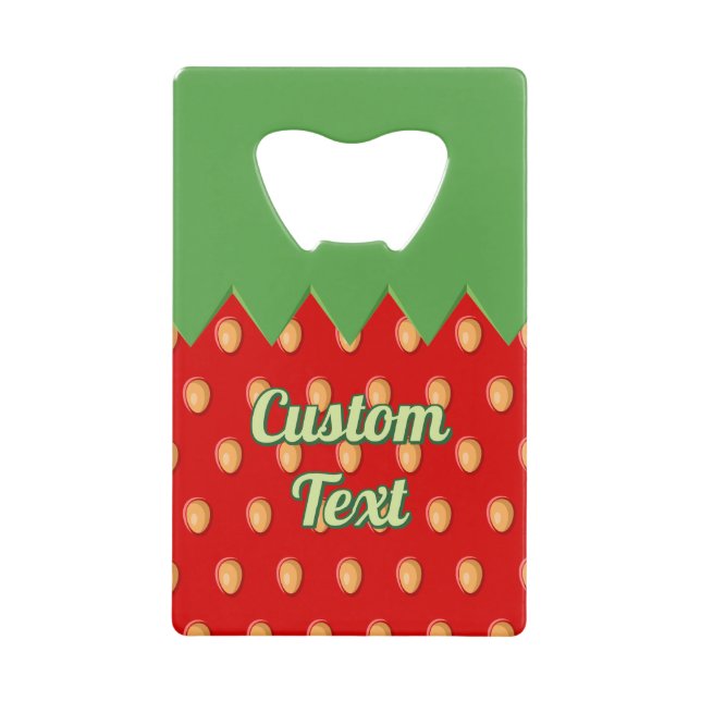 Strawberry Background Pattern Credit Card Bottle Opener (Front)