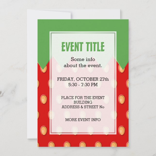 Strawberry Background Pattern Invitation (Back)