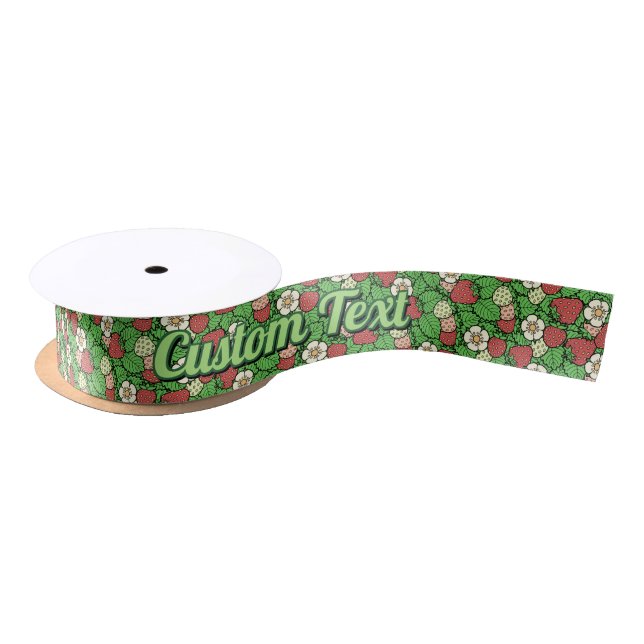 Strawberry Background Pattern Satin Ribbon (Spool)
