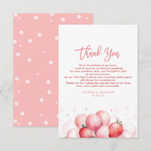 Strawberry Balloons Baby Shower Small Thank You Card
