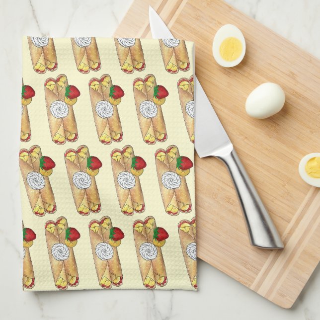Strawberry Banana Crêpe Pancake French Food Crepes Kitchen Towel (Quarter Fold)