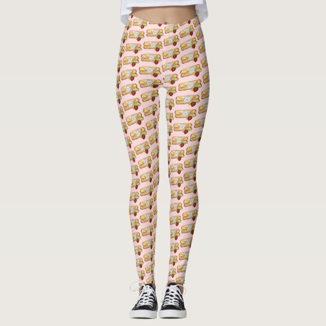Strawberry Banana Crêpe Pancake French Food Crepes Leggings (Front)