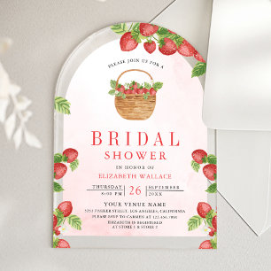 Strawberry Basket Berry Sweet Arch Bridal Shower Acrylic Invitations