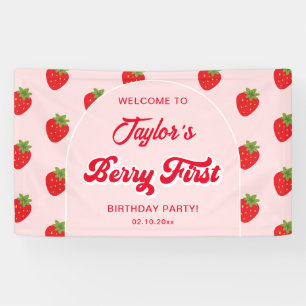 Strawberry Berry 1st Birthday Party Welcome Banner