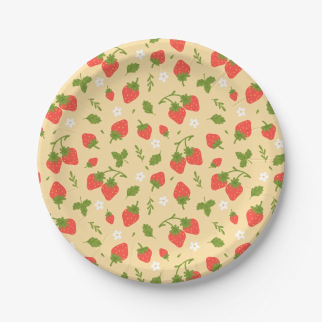 Strawberry Berry Birthday Party Paper Plate (Front)