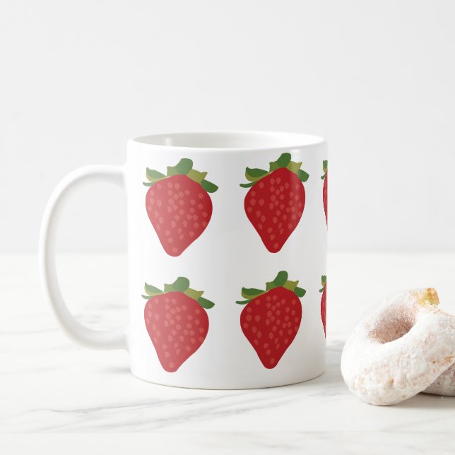Strawberry Berry Cute Fruit Strawberries Coffee Mug (With Donut)
