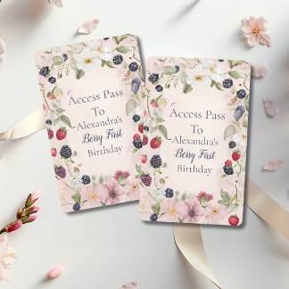  Strawberry Berry First 1st Birthday Party  Badge