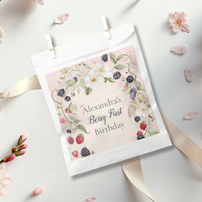  Strawberry Berry First 1st Birthday Party  Favour Bag (Creator Uploaded)