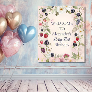 Strawberry Berry First 1st Birthday Party Tapestry