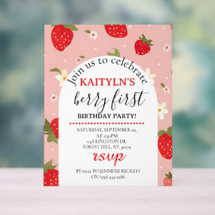 Strawberry Berry First Birthday Acrylic Sign
