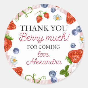 Strawberry Berry First Birthday Classic Round Sticker
