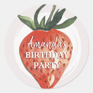  Strawberry Berry First Birthday Classic Round Sticker