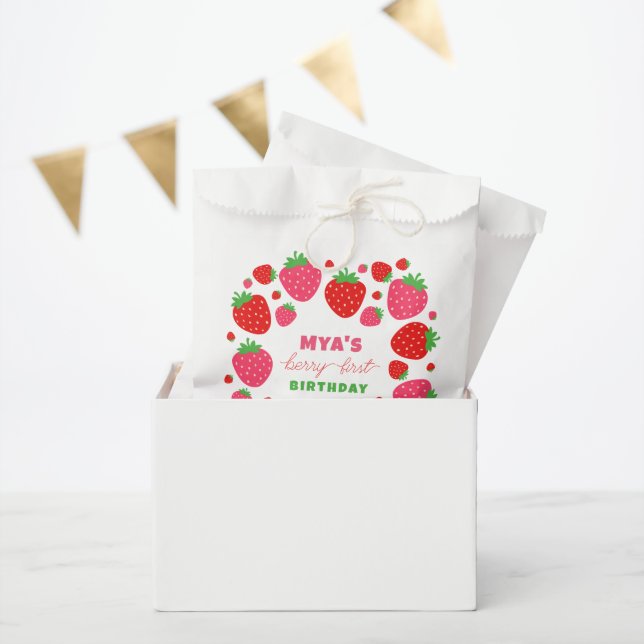 Strawberry Berry First Birthday  Favour Bag (Party)