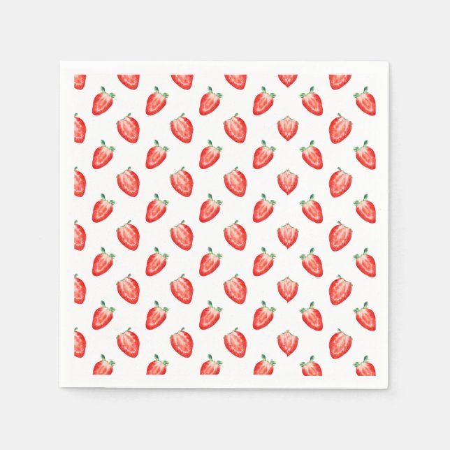 Strawberry Berry First Birthday Invitation Napkin (Front)