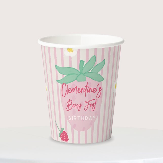 Strawberry Berry First Birthday Paper Cups (Creator Uploaded)