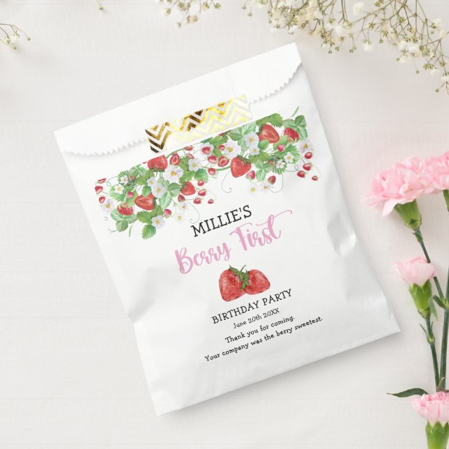 Strawberry Berry First Birthday Party Favour Bag (Sealed)