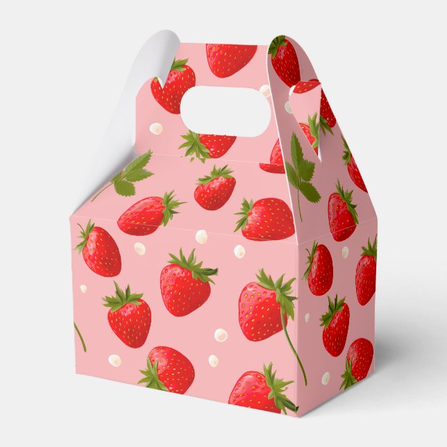 Strawberry Berry First Birthday Party Favour Favor Box (Front Side)