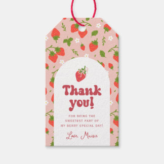 Strawberry Berry First Birthday Party Gift Tags