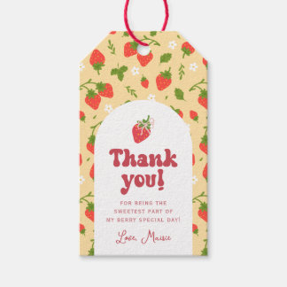 Strawberry Berry First Birthday Party Gift Tags