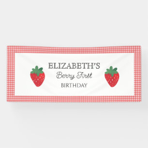 Strawberry Berry First Picnic Birthday  Banner