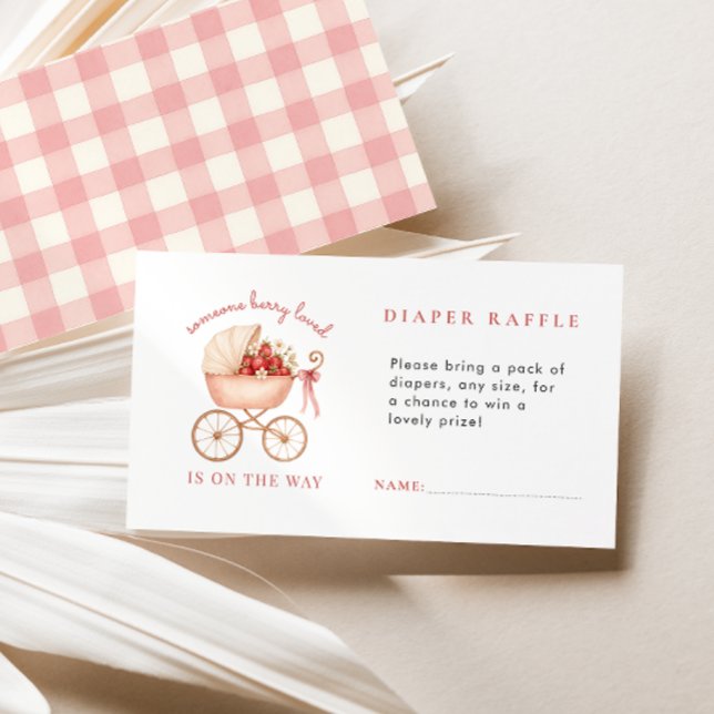 Strawberry Berry Loved Diaper Raffle Baby Shower Enclosure Card (Creator Uploaded)
