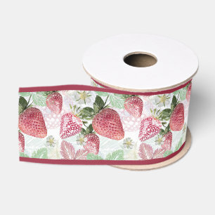 Strawberry, berry, red, fresh, ripe, sweet, food, grosgrain ribbon