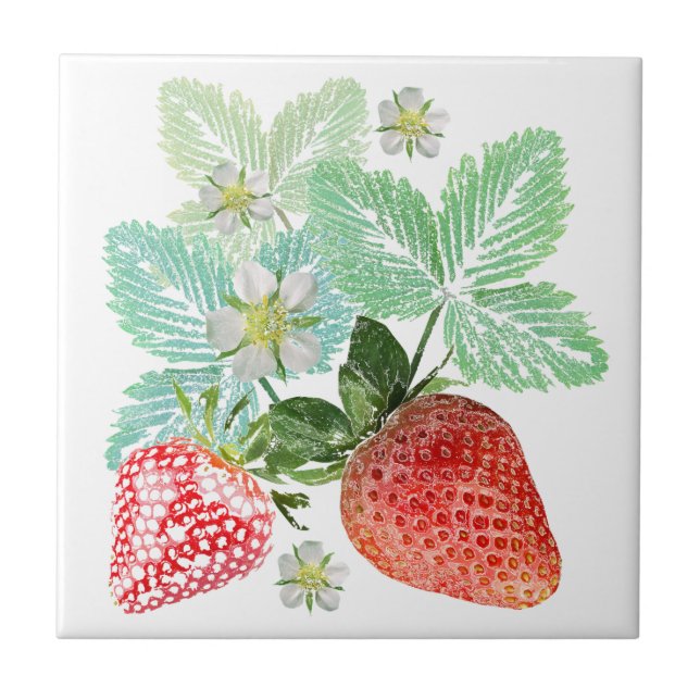 Strawberry, berry, red, fresh, ripe, sweet, food, tile (Front)
