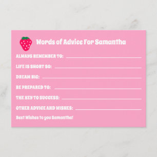 Strawberry Berry Sweet Advice & Wishes Graduation  Enclosure Card