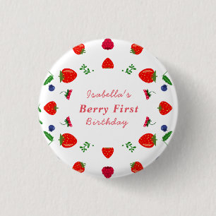 Strawberry berry sweet baby shower 1 inch round button
