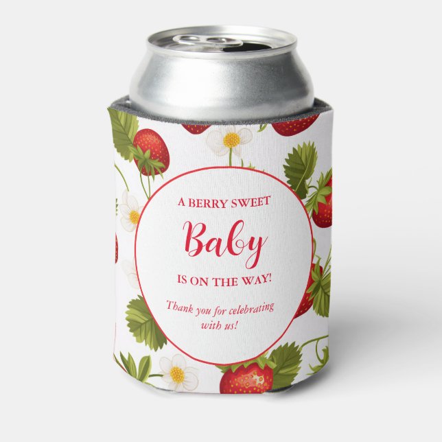 Strawberry Berry Sweet Baby shower  Can Cooler (Can Back)