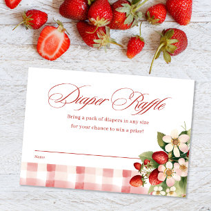 Strawberry Berry Sweet Baby Shower Diaper Raffle Enclosure Card