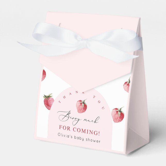 Strawberry berry sweet baby shower favor box (Front Side)