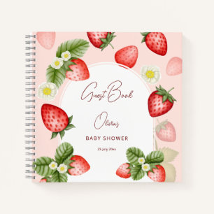 Strawberry berry sweet baby shower guest book