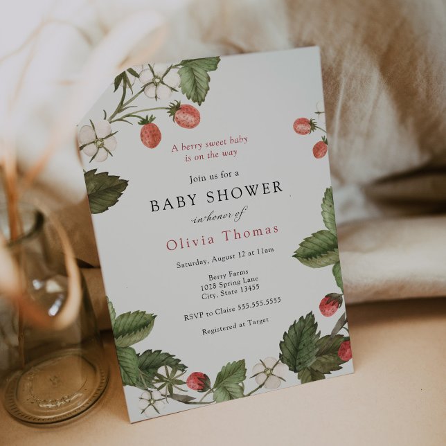 Strawberry Berry Sweet Baby Shower Invitation (Creator Uploaded)