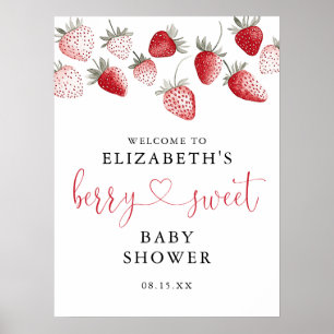 Strawberry Berry Sweet Baby Shower Welcome Sign