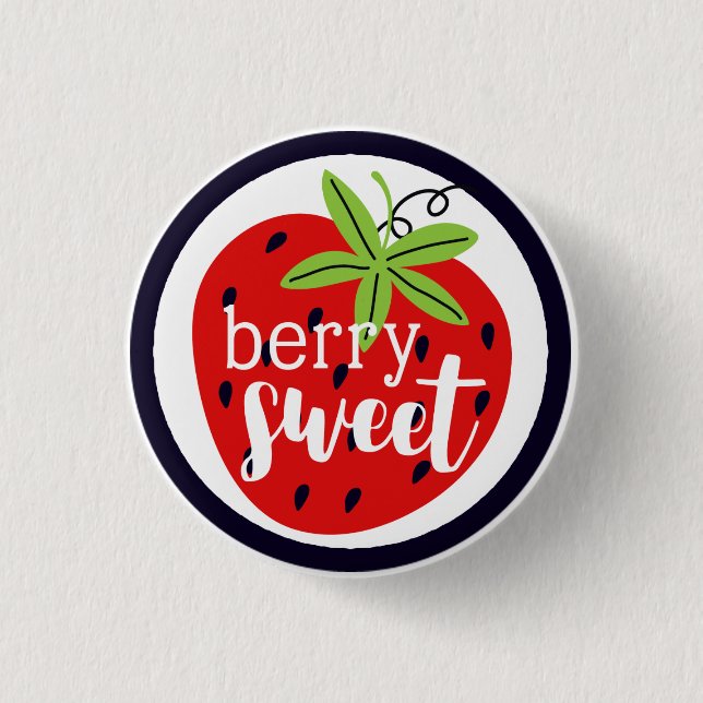 Strawberry Berry Sweet Birthday Baby Girl Kids' 1 Inch Round Button (Front)