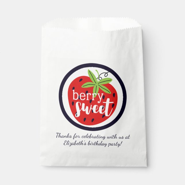 Strawberry Berry Sweet Birthday Baby Girl Kids' Favour Bag (Front)