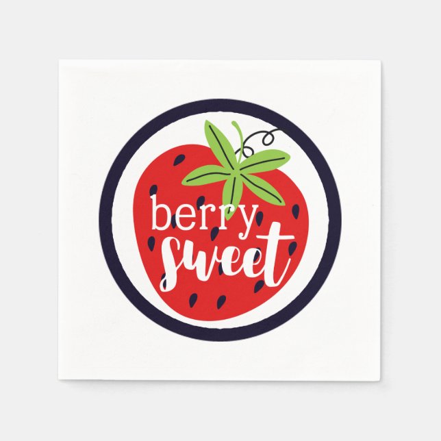 Strawberry Berry Sweet Birthday Baby Girl Kids' Napkin (Front)