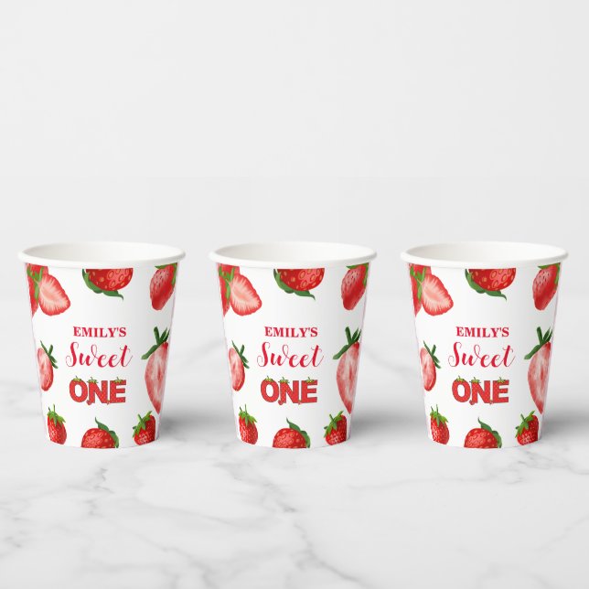 Strawberry Berry Sweet Birthday| Berry First  Paper Cups (Multi)