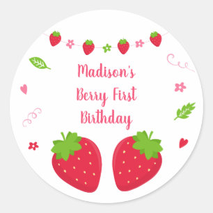 Strawberry Berry Sweet Birthday Classic Round Sticker