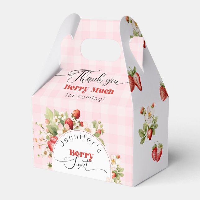 Strawberry berry sweet birthday favor box (Front Side)