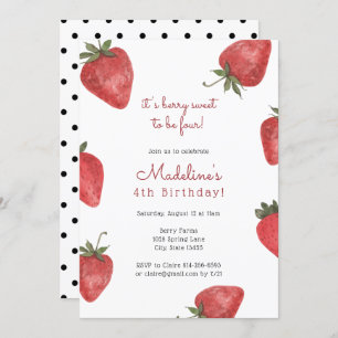 Strawberry Berry Sweet Birthday Invitation